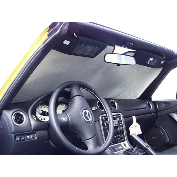 HeatShield, The Original Windshield Sun Shade, Custom-Fit for Mazda Miata Coupe 1999, 2000, 2001, 2002, 2003, 2004, 2005, Silver Series
