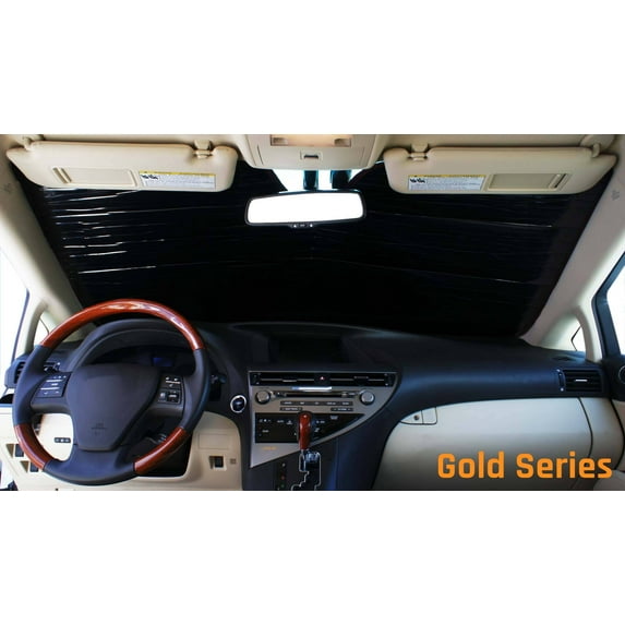 HeatShield, The Original Windshield Sun Shade, Custom-Fit for Mercedes-Benz E350 Coupe 2010, 2011, 2012, 2013, 2014, 2015, 2016, Gold Series