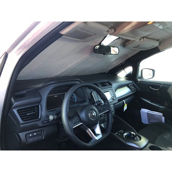 HeatShield, The Original Windshield Sun Shade, Custom-Fit for Nissan Leaf Hatchback (5D) w/o Sensor 2018, 2019, Silver Series