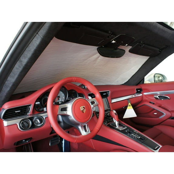 HeatShield, The Original Windshield Sun Shade, Custom-Fit for Porsche 911 Convertible 2012, 2013, 2014, 2015, 2016, 2017, 2018, 2019, Silver Series