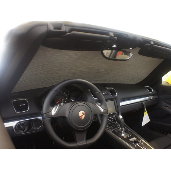 HeatShield, The Original Windshield Sun Shade, Custom-Fit for Porsche Boxster Convertible 2013, 2014, 2015, 2016, Silver Series