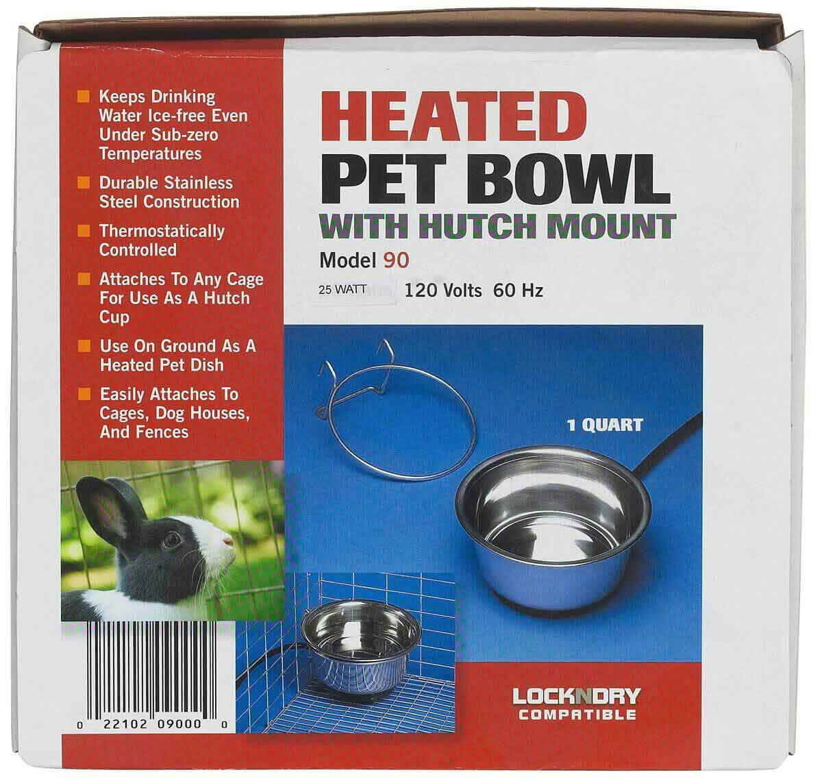 Heated 1 Quart Pet Bowl with Hutch Mount