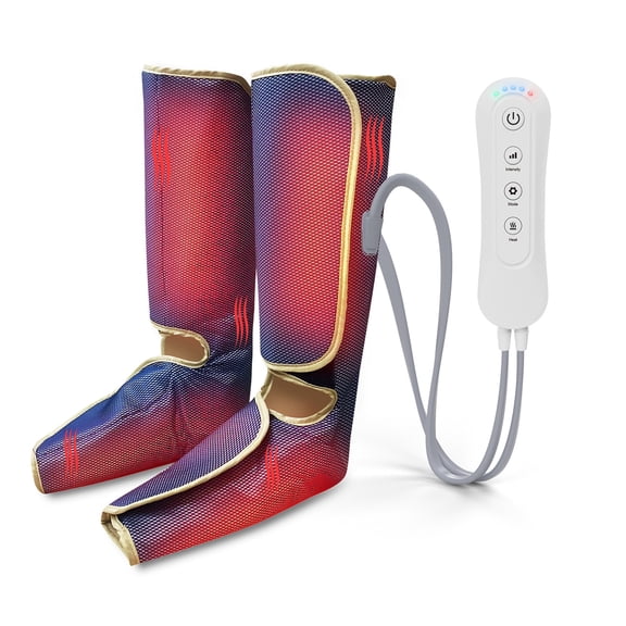 Heated Air Compression Leg Massager for Seniors, Sequential Boot Wraps for Foot and Calf Comfort, Electric Wellness System with Easy Remote, Gift for Parents, Blue