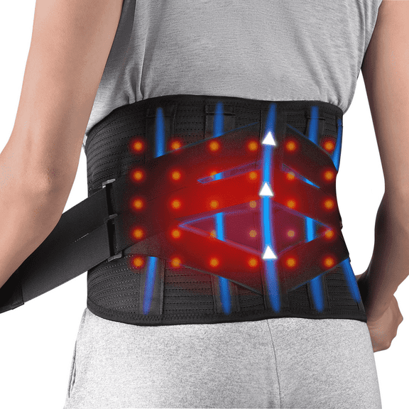 HONGJING Cordless Heated Lower Back Support Belt, Unisex Compression, XL(47"-57")