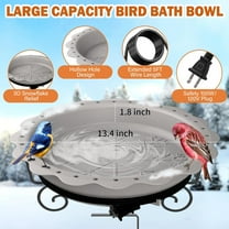 Heated Bird Bath for Deck Railing, Powerful 100W Thermostatically Controlled Heated Bird Baths for Outdoors for Winter, Heated Birdbath Water  for Outside Garden Yard  Lawn (Grey)