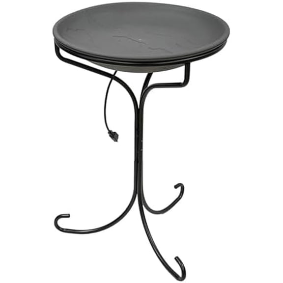 Heated Bird Bath with Metal Stand & Watertight Cord Connector  20" Heated Basin, 150W Enclosed Element, Slate Bowl, Outdoor Winter Bird Bath with Stand, All-Season Water Source$$Garden &