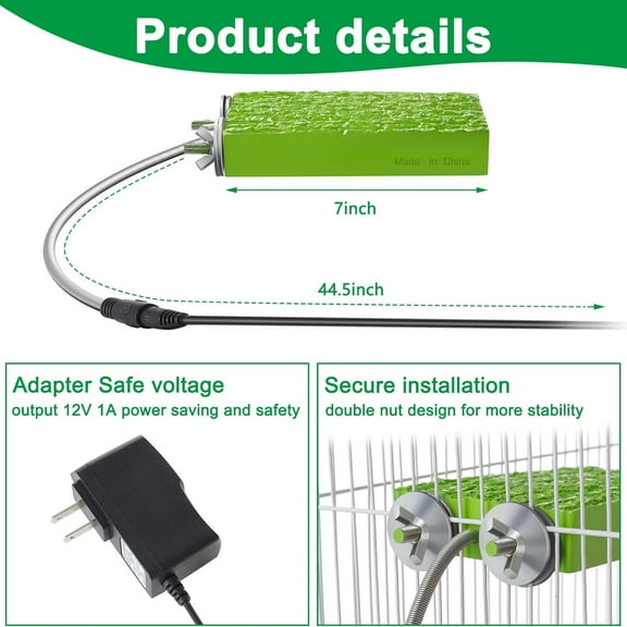 Heated Bird Perch for Parrots & Small Pets - Safe Heating Platform with Constant Temperature Control