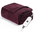 thumbnail image 1 of Heated Blanket, 4 Heat Settings, 4-Hour Auto Shut-Off, Fast Heating, Warm and Cozy, Cabernet Red Color, 50" x 60", 1 of 5