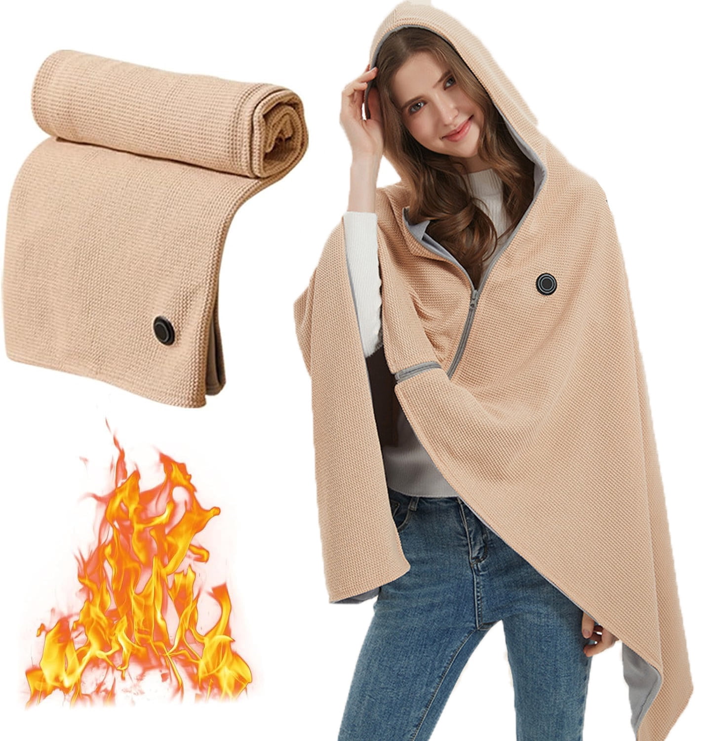 Heated Blanket Battery Operated,Cordless USB Heated Shawl,Outdoor Portable Electric Blanket,USB Heated Throw Heating Levels,Softnees Heating Blanket for neeck and Shoulder