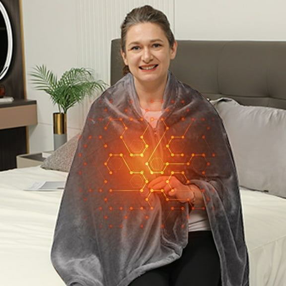 Heated Blanket Battery Operated, Electric Heated Car Blanket, USB Heating Blanket Throw Portable, Velvet Warm Heating Shawl, Wearable Heating Blanket, Valentines Day Gifts