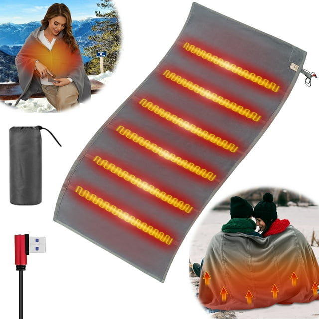 Heated Blanket Battery Operated Portable USB Electric Throw Blanket