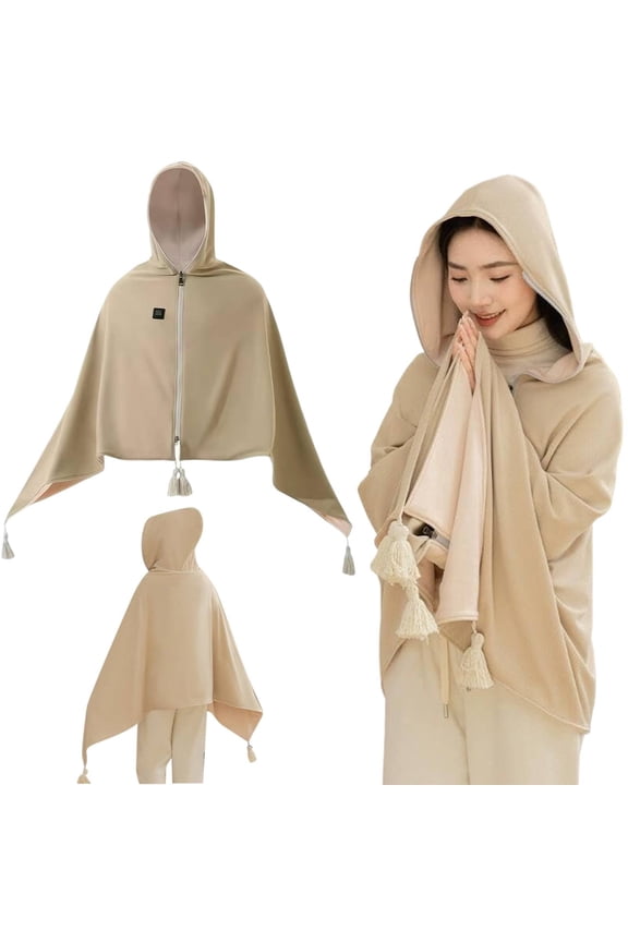 Heating Pad Heated Blanket Blanket Hoodie Portable Heated Shawl Soft Multifunctional Blanket Shawl with 3 Heating Hooded Design Heated Blanket Soft Zipper