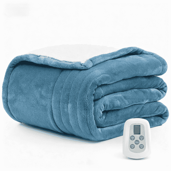Heated Blanket Electric Blanket Queen Size 64"x84" Fast Heating Electric Blanket with Dual Control 10 Heat Levels & 10 Hours Auto-Off Overheat Protection Soft Flannel Heated Blanket Machine Washable