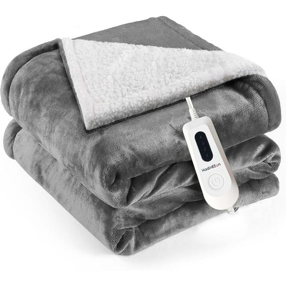 HadinEEon Heated Blanket, Soft Flannel Electric Throw, Multi Functional Heating Blanket, 4 Heat Settings, 4 Hr Timer, 50 x 60 Inches