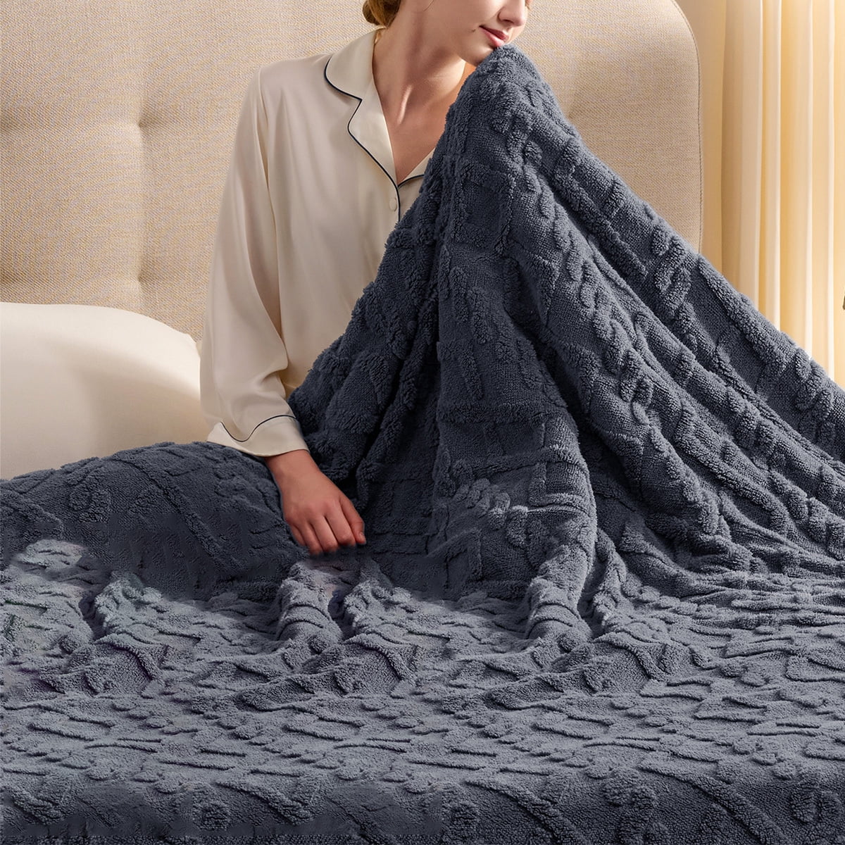 Heated Blanket Electric Full 72"X84", Heating Blanket with 10 Heat Levels 1/2/4/6/8 Hours Auto-Off Overheat Protection, Soft Flannel Sherpa Warm Heater, ETL Certified Grey