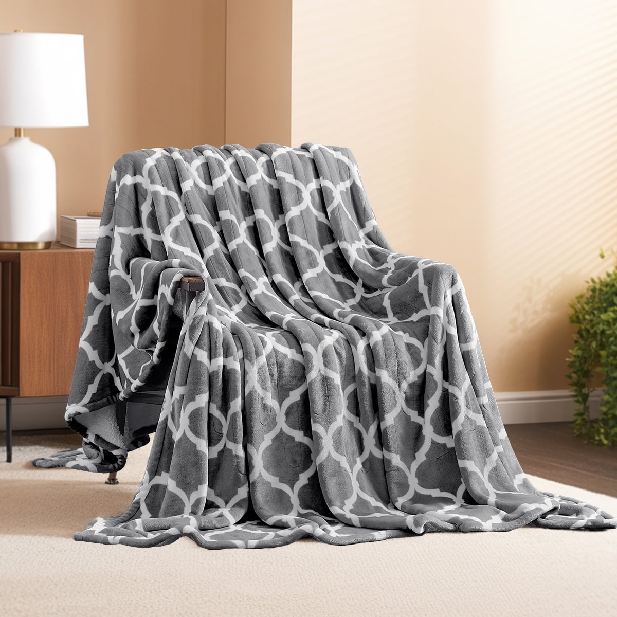 Heated Blanket Electric Queen 84X90, Heating Throw with 10 Levels 8 Hours Auto Off, Grey Soft Cozy Flannel Blanket Winter Warmer, Heated Protection ETL Certification Keep Warming in Home