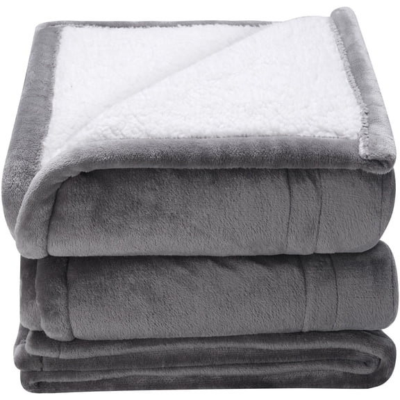 Heated Blanket Electric Throw, 50" x 60" Twin Size, Soft Flannel & Sherpa Heating Blanket with 3 Hours Timer Auto-off, 5 Heating Levels for Sofa, Machine Washable, ETL & FCC Certification (Grey)