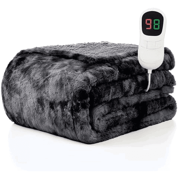 Heated Blanket Electric Throw - 50"x60" Heating Blanket Throw 1/2/4/6/8 Hours Auto-Off 10 Heat Levels Over-Heat Protection Luxury Faux Fur Sherpa ETL Certification$$Home Decor, Kitchen, & Other