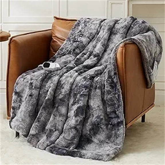 Heated Blanket Electric Throw - 50"x60" Heating Blanket Throw 1/2/4/6/8 Hours Auto-Off 10 Heat Levels Over-Heat Protection Luxury Faux Fur Sherpa ETL Certification
