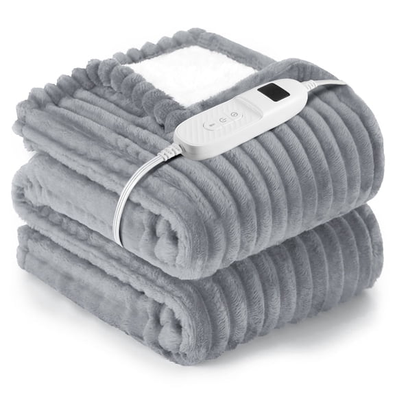 Heated Electric Throw Blanket, 50"x60", 6 Heat Levels, Auto-Off Timer, Machine Washable, Dark Gray
