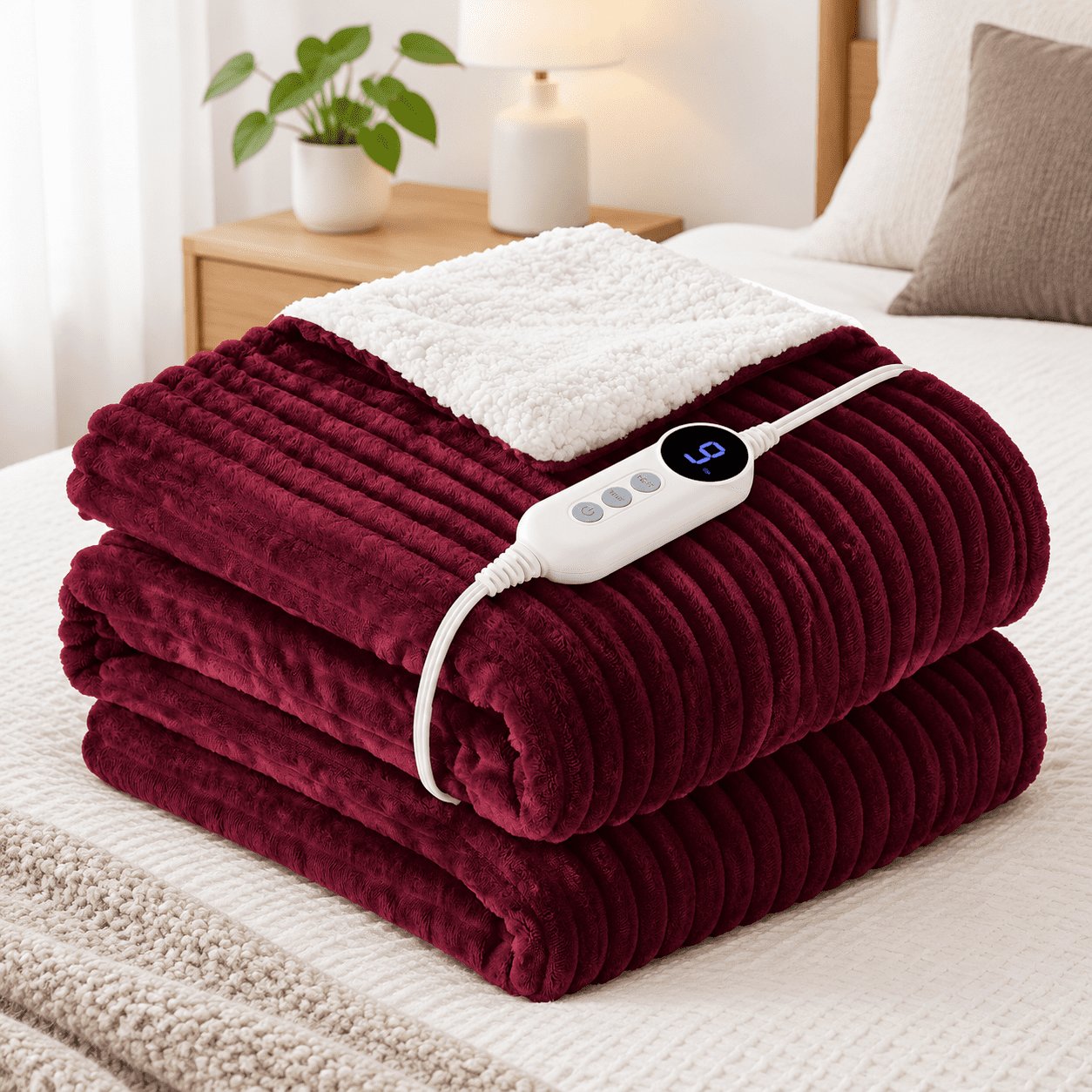 Red Breakfest Sign Heated Blanket Electric Throw 50