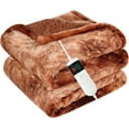 thumbnail image 1 of Heated Blanket Electric Throw, Heating Blanket Soft Sherpa Flannel Throw, Heat Blankets for Home & Office Machine Washable Overheating Protection 8 Hours Auto Off 10 Fast Heating Levels- -Brown, 1 of 14