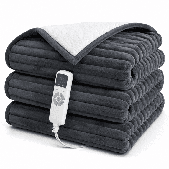 Heated Blanket Electric Throw Heating With 9 Levels And 10-hour Timer ...