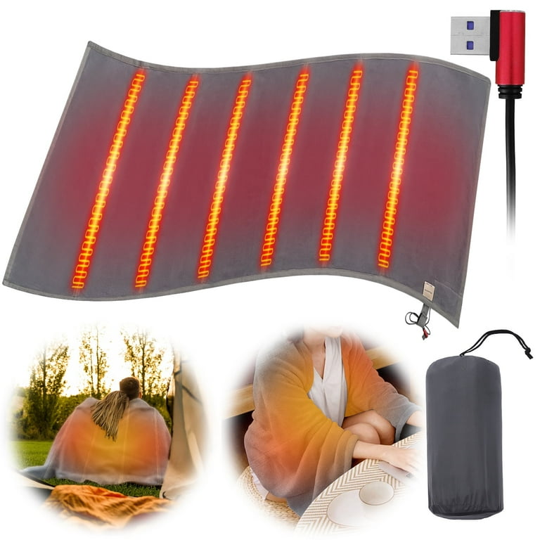 Heated Blanket Electric Throw USB Battery Power Operated Heating Blanket for Home Outdoor Travel Use Battery Not Include