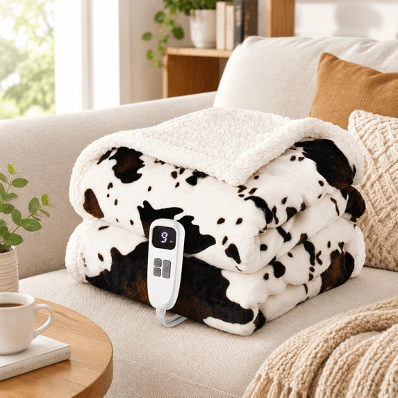 Heated Blanket - Fast Heating Electric Soft Throw With 4 Time Settings ...