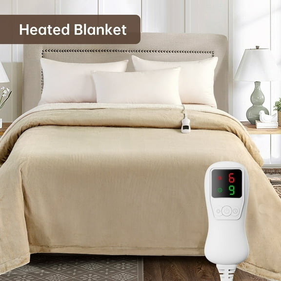 Heated Blanket Full Size, Washable Heated Blanket Electric, Electric Blanket, Beige, 72" x 84", Blanket Warmer Heating blanket Heat Warming Blanket Electric Blanke Heater