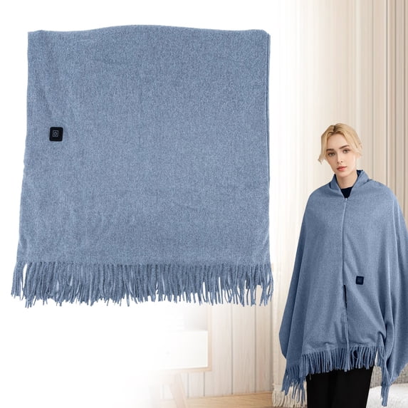Heating Pad Heated Blanket Heated Shawl for Women Portable Wearable Usb Heating Blanket Soft Warm Zipper Scarf for Winter Home Travel