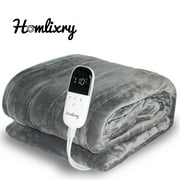 Heated Blanket, Homlixry 72x84" Electric Blankets Full Size Flannel Blanket with Infinitely Heating Adjustable Levels & 1-12H Auto-Off, Machine Washable, Gray