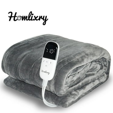 Heated Blanket, Homlixry 72x84" Electric Blankets Full Size Flannel Blanket with Infinitely Heating Adjustable Levels & 1-12H Auto-Off, Machine Washable, Gray