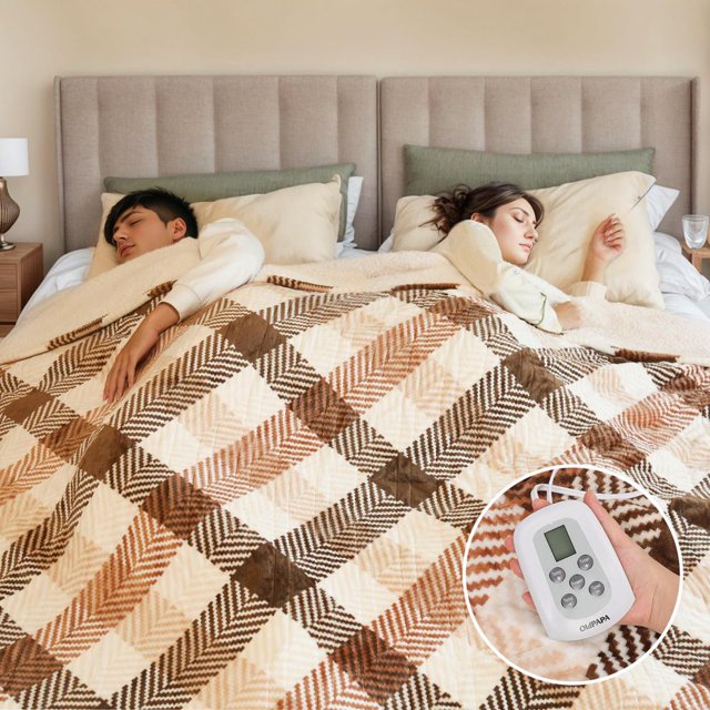 Heated Blanket King Size 100”x90” Dual Control Cozy Sherpa Electric