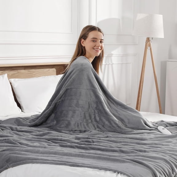 Heated Blanket King Size Electric Blanket 100''X90'', Fast Heating Blanket Ultra Soft Warming Blankets for Adults with 5 Heat Levels & 10 Hrs Timer, Machine Washable Queen Heated Blanket(Subtle Gray)