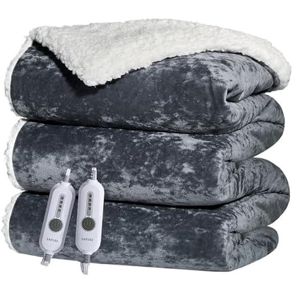 Heated Blanket King Size, King Size Electric Blanket with Dual Controls, Velvet Soft Fast Heating Blankets, 4 Heat Settings & 10H Auto Off, Machine Washable, ETL Certified Grey