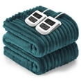 thumbnail image 1 of Heated Blanket Electric King Striped Flannel Blanket 90"x100" Electric Blanket with 6 Heat Settings 10 Hour Timer Auto Shut Off, Teal, 1 of 6