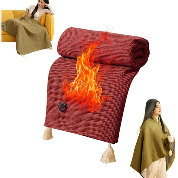 Heating Pad Heated Blanket Portable Heated Shawl for Women Portable Heated Blanket for Outdoors Usb with Snaps Usb Heated Blanket Battery Operated for Women Family Lovers