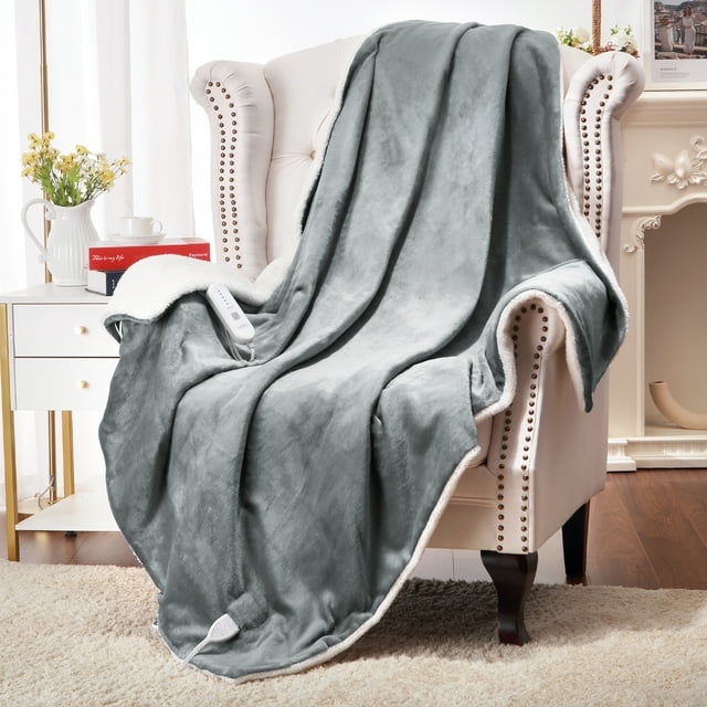 Heated Blanket Queen 84" x 90", Soft Flannel Blanket with 5 Heating
