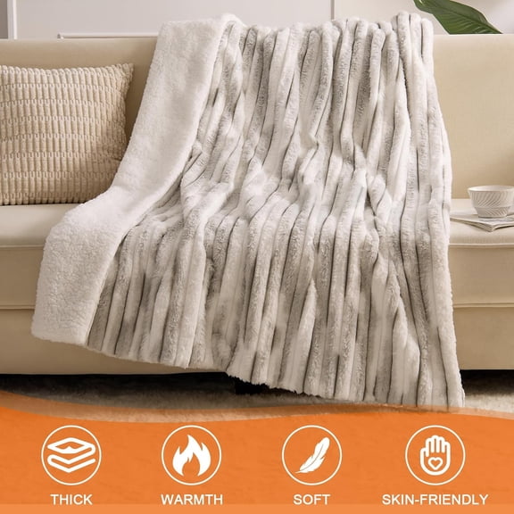 Heated Blanket Queen - 84"x90" Dual Control Bed Electric Blankets with 6 Heating Levels & 10 Hours Auto Off, Soft Ribbed Faux Fur Sherpa, Over-Heated Protection ETL, Light Gray