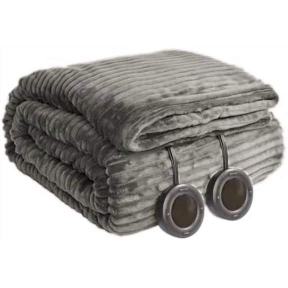 Heated Blanket Queen Size 84"x90",ETL Certification-6 Heating Levels Electric Blanket&1-10 Hour Auto Off,Heating Blanket with Dual Controller(Grey)