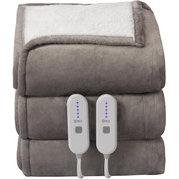 Heated Blanket Queen Size - 84" x 90" Electric Blanket with 5 Heat Settings, Double Zone Heating, 10 Hrs Auto Off, Overheat Protection, Washable Heating Blanket, Gifts for Grandma, Grey