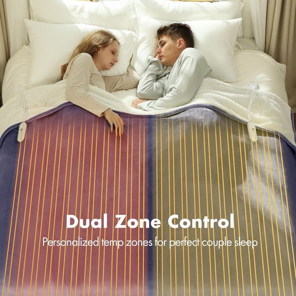 Heated Blanket Queen Size 84" x 90" - Warm Flannel Sherpa Electric Blanket with Dual Control for Home, 5 Heating Levels & 10 Hours Auto Off, Overheat Protection ()