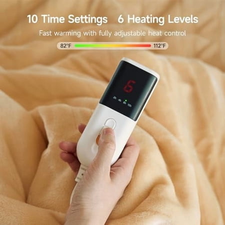 Heated Blanket - Queen Size Electric Blanket with Dual Controller, 6 Heating Levels & 10 Hour Auto Off, ETL Certified (84x90 Inch Yellow)