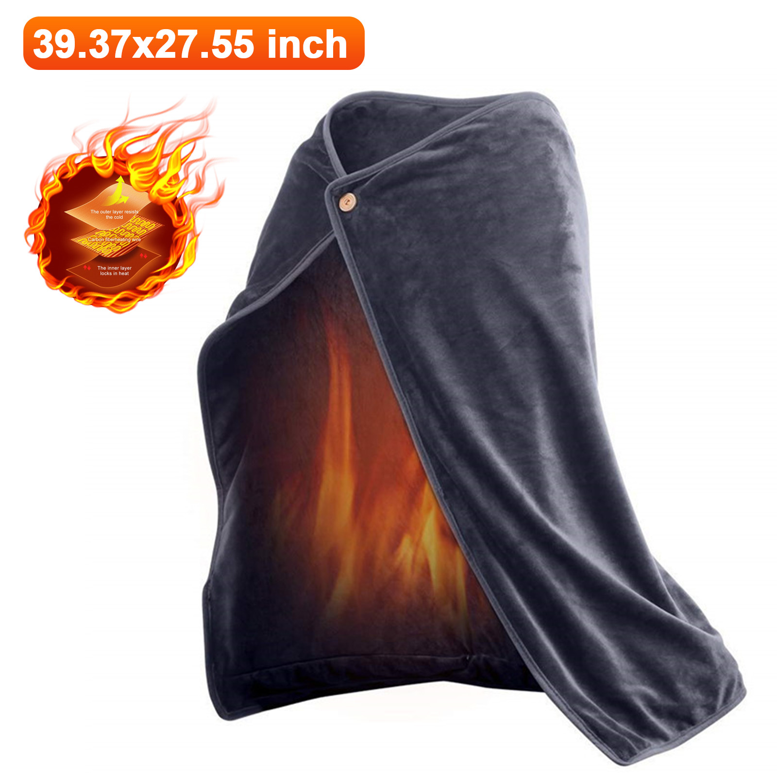 Heated Blanket Shawl,USB Electric Blanket Shawl 59'' x 33.5'' Wearable