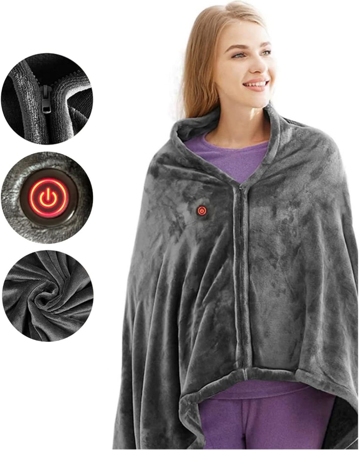 Heated Blanket Shawl,USB Heated Blanket Shawl 59'' x 33.5'' Wearable