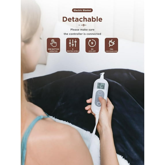 Heated Blanket,Soft Flannel Heated Throw Blanket,Fast Heating Electric Throw Blanket with 8 Heating Levels,9 Hours Auto Shut Off,Overheating Protection, Machine Washable Prefer for Home
