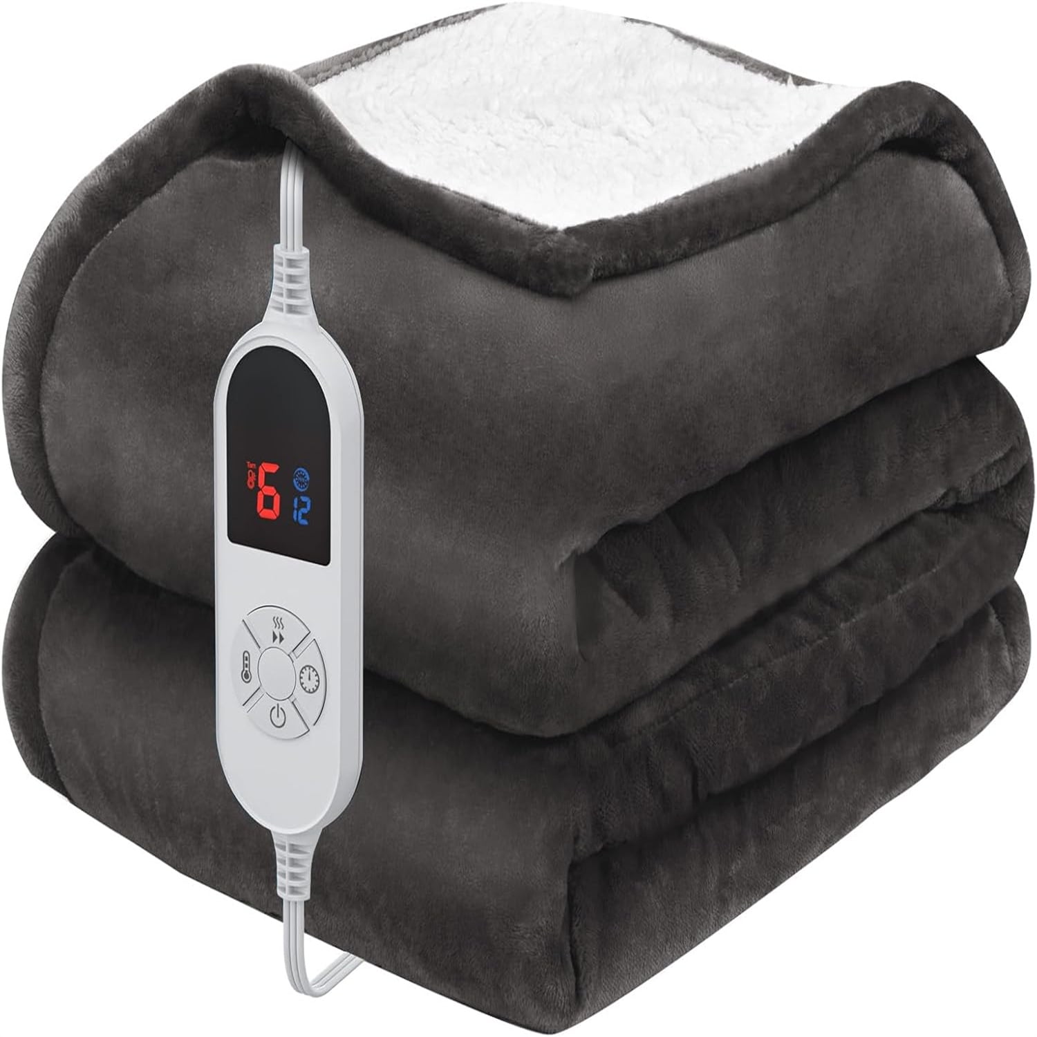 Heated Blanket Throw 50" x 60", Electric Blanket with 12 Time Settings & 6 Heating Levels, Over-Heat Protection