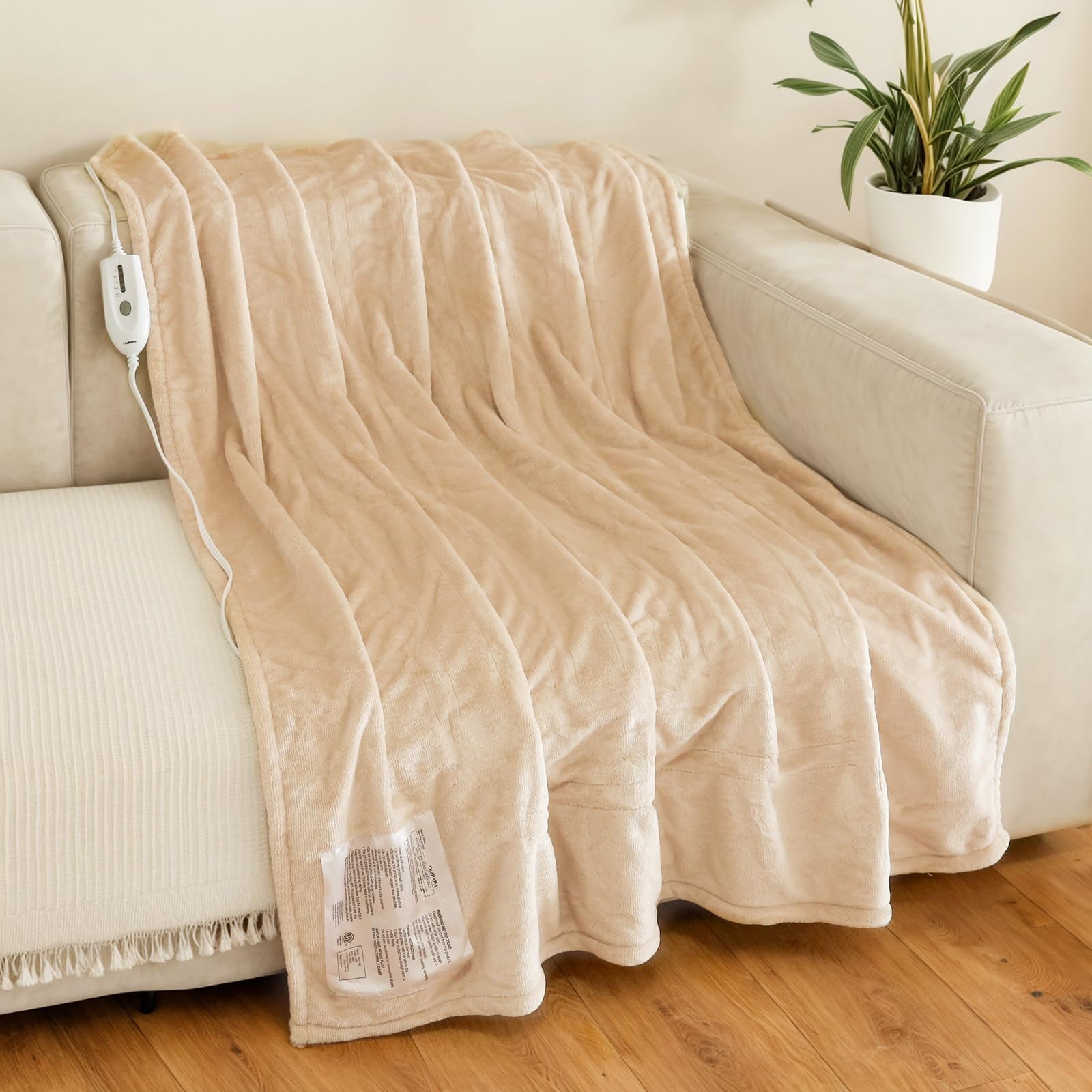 Heated Blanket Throw 50"x60", Cozy Flannel Electric Throws with 4 Fast