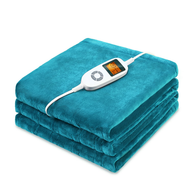 Heated Blanket Throw, Homech Full 72 x 84 Oversized Electric Flannel  Blanket with 10 Heating Levels, 1-12 Timer Settings, ETL Certified, Machine  Washable, Blue 